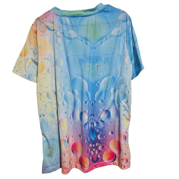 Colorful Bubble Pattern V-Neck T-Shirt Womens Plus Size 5XL Boho Short Sleeve - Picture 2 of 5